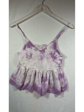 Kiwi &‎ Punch Purple Tie Dye Smocked Peplum Cami Top Medium Boho Festival Cami